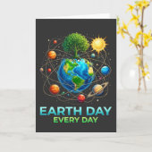 Earth Day Every Day Planet Earth Solar System Tree カード (黄色い花)