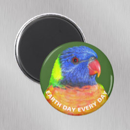 Earth Day Every Day Rainbow Lorikeet Parrot写真 マグネット