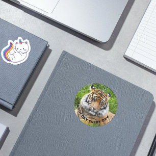 Earth Day Every Day Sumatran Tiger写真 ラウンドシール