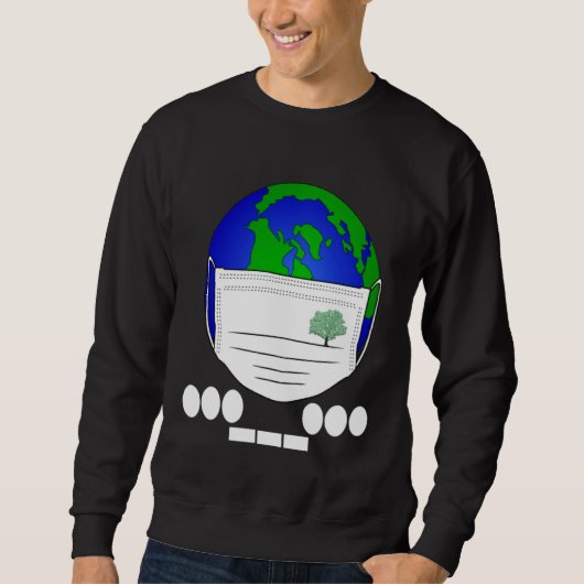 Earth Day Morse S.O.S Code Planet Face Mask Plant  スウェットシャツ (正面)