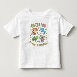 Earth Day Peace Every Day Cute Kawaii Animals Kids トドラーTシャツ