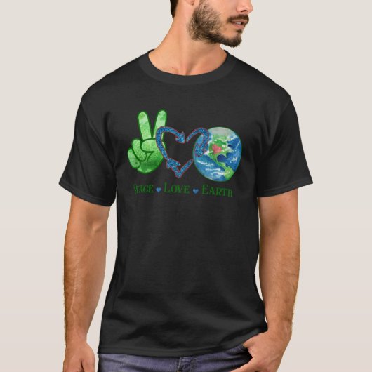 Earth Day Peace Love Earth World Peace Tシャツ (正面)