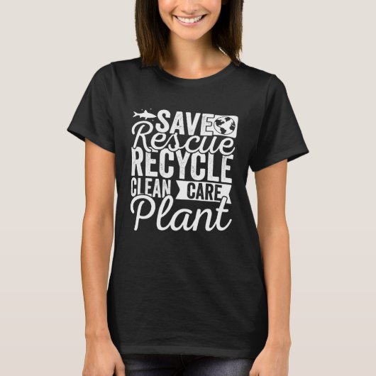 Earth Day Save Bees Rescue Animals Recycle Plastic Tシャツ (正面)