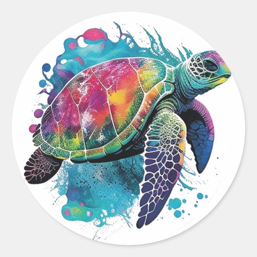 Earth Day, Save Our Sea Turtles Marine Life  ラウンドシール (正面)