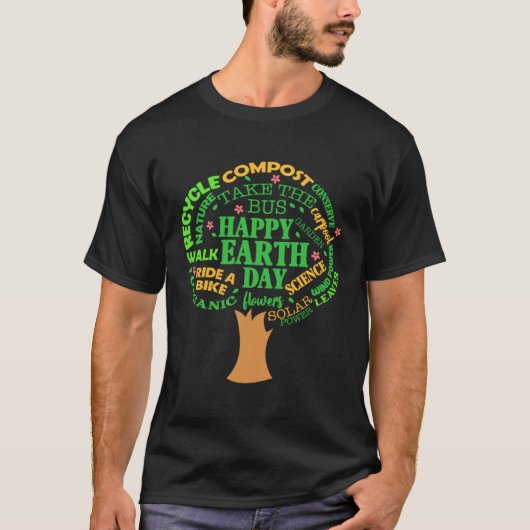 Earth Day Tree Environment Awareness Nature Lover Tシャツ (正面)