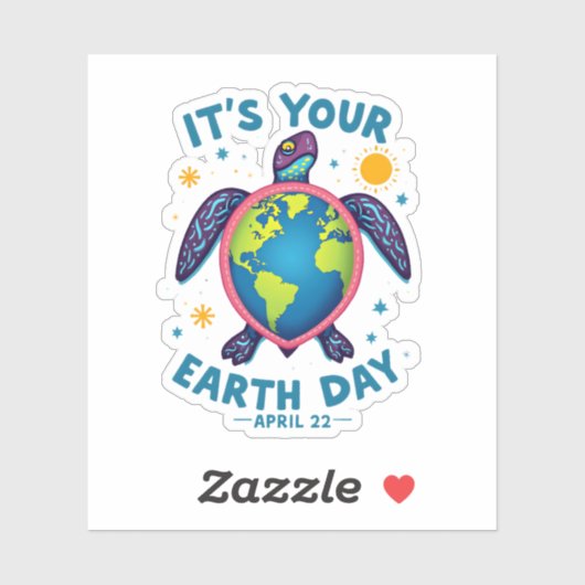 Earth Day Turtle Design April 22 For Nature Lovers シール (シート)