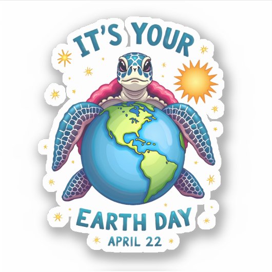 Earth Day Turtle Design April 22 For Nature Lovers シール (正面)