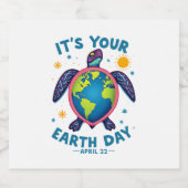 Earth Day Turtle Design April 22 For Nature Lovers スパークリングワインラベル (シングルラベル)
