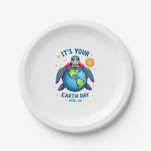 Earth Day Turtle Design April 22 For Nature Lovers ペーパープレート (正面)