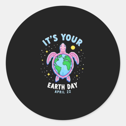 Earth Day Turtle Design April 22 For Nature Lovers ラウンドシール (正面)
