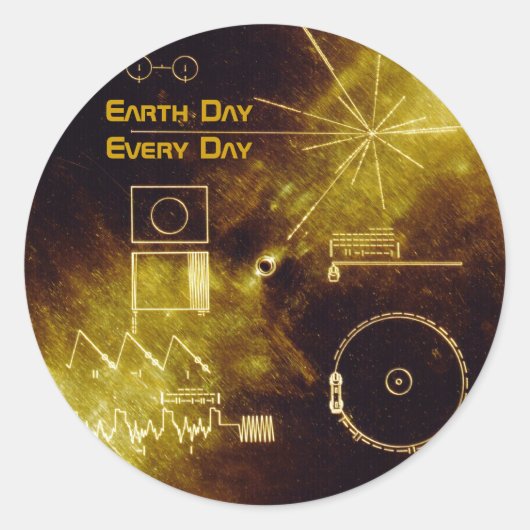 Earth Day - Voyager - 地球の音のゴールドディスク ラウンドシール (正面)