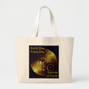 Earth Day - Voyager - 地球の音 ゴールドディスク ラージトートバッグ
