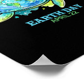 Earth day watercolor sea turtle globe shell save ポスター (角)