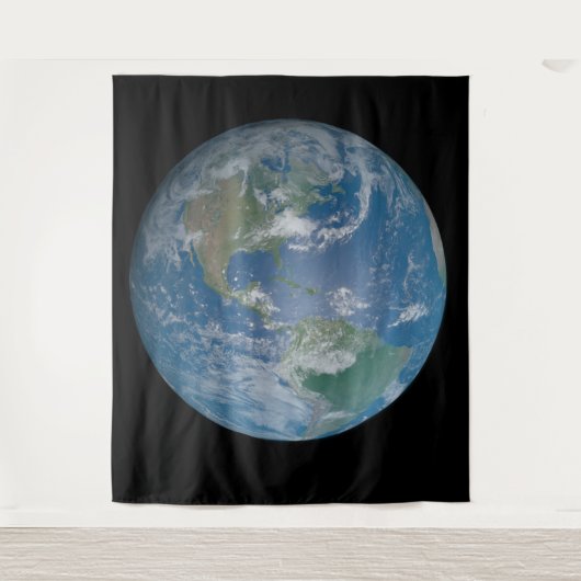 Earth globe with photo taken from space タペストリー (正面)
