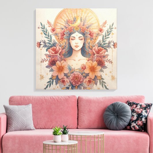 Earth Goddess Wall Art |Divine Feminine Boho Decor キャンバスプリント (インサイチュ (リビング))