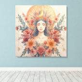 Earth Goddess Wall Art |Divine Feminine Boho Decor キャンバスプリント (インサイチュ (ウッドフロア))