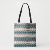 Earth Grid Teal and Brown Tote トートバッグ (正面)