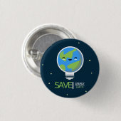 Earth Hour Save Energy Lightbulb 缶バッジ (正面&裏面)