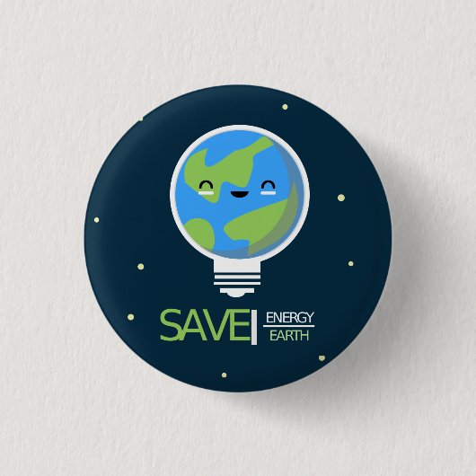 Earth Hour Save Energy Lightbulb 缶バッジ (正面)