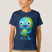 Earth Hugging Tree T-Shirt Cute Planet Tシャツ (正面)