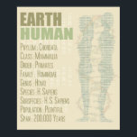 Earth Human Print ポスター<br><div class="desc">Earth Human Phylum: Chordata Class: Mammalia Order: Primates Family: Hominidae Genus: Homo Species: H. sapiens Subspecies: H. s. sapiens Population: Plentiful Span: 200, 000 Years</div>