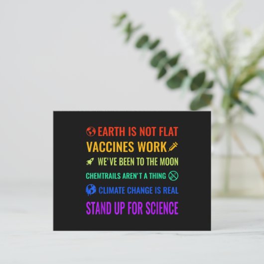 Earth is Not Flat Vaccines Work Funny science ポストカード (スタンド正面)
