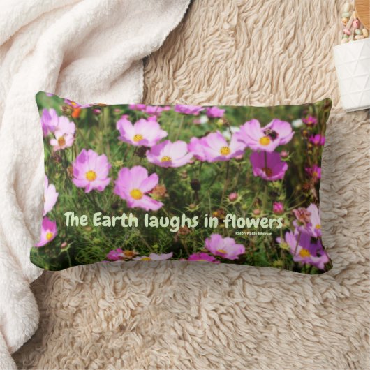 Earth Laughs In Flowers Quote Inspirational   ランバークッション (ブランケット)