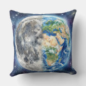 Earth & Moon Watercolor Galaxy Celestial Design クッション (裏面)