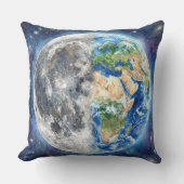 Earth & Moon Watercolor Galaxy Celestial Design クッション (正面)