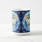 Earth & Moon Watercolor Galaxy Celestial Design コーヒーマグカップ (中央)