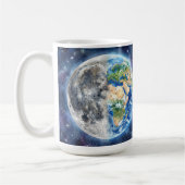 Earth & Moon Watercolor Galaxy Celestial Design コーヒーマグカップ (左)
