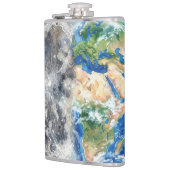 Earth & Moon Watercolor Galaxy Celestial Design フラスク (左)