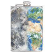 Earth & Moon Watercolor Galaxy Celestial Design フラスク (正面)