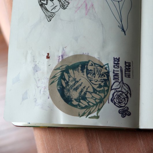 Earth Nature Tiger Stripe Tabby Cat Art            ラバースタンプ