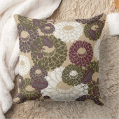 Earth Nude Tone Floral Throw Pillow クッション (ブランケット)