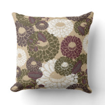 Earth Nude Tone Floral Throw Pillow