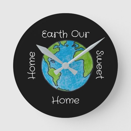 Earth Our Home Sweet Home ラウンド壁時計 (正面)