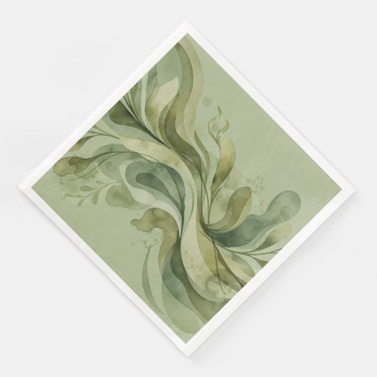 Earth Song Flowing Abstract Sage & Olive Greens (コーナー)
