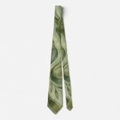Earth Song Flowing Abstract Sage & Olive Greens ネクタイ (正面)