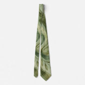 Earth Song Flowing Abstract Sage & Olive Greens ネクタイ (裏面)