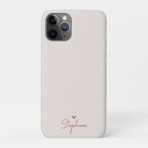 Earth Toneミニマルハートパーソナライズされたギフト名 iPhone 11 Proケース
