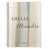 Earth tone Bohoレトロスクリプト抽象芸術波線 ノートブック (正面)