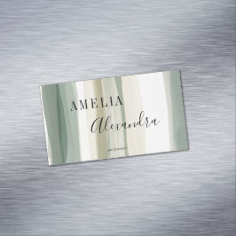 Earth tone Bohoレトロスクリプト抽象芸術波線 マグネット名刺