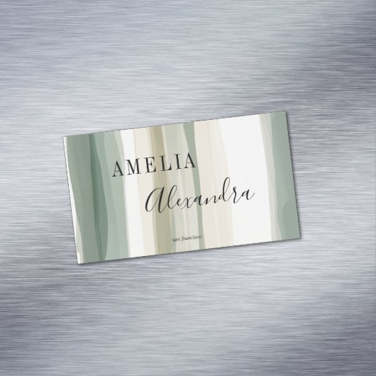 Earth tone Bohoレトロスクリプト抽象芸術波線 マグネット名刺 (インサイチュ)