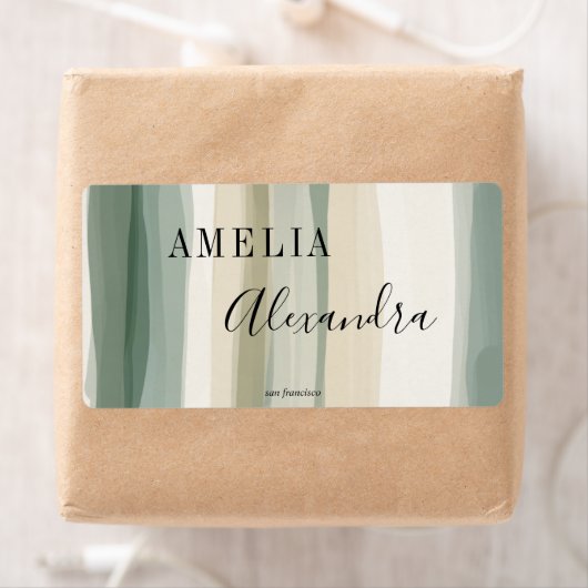 Earth tone Bohoレトロスクリプト抽象芸術波線 ラベル (インサイチュ)