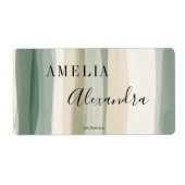 Earth tone Bohoレトロスクリプト抽象芸術波線 ラベル (正面)