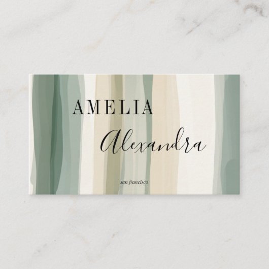 Earth tone Bohoレトロスクリプト抽象芸術波線 名刺 (正面)