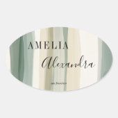 Earth tone Bohoレトロスクリプト抽象芸術波線 楕円形シール (正面)
