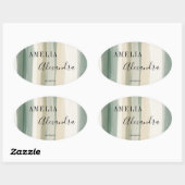 Earth tone Bohoレトロスクリプト抽象芸術波線 楕円形シール (シート)