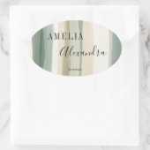 Earth tone Bohoレトロスクリプト抽象芸術波線 楕円形シール (バッグ)